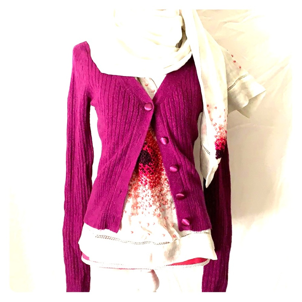 Rich Fuscia button down cardigan